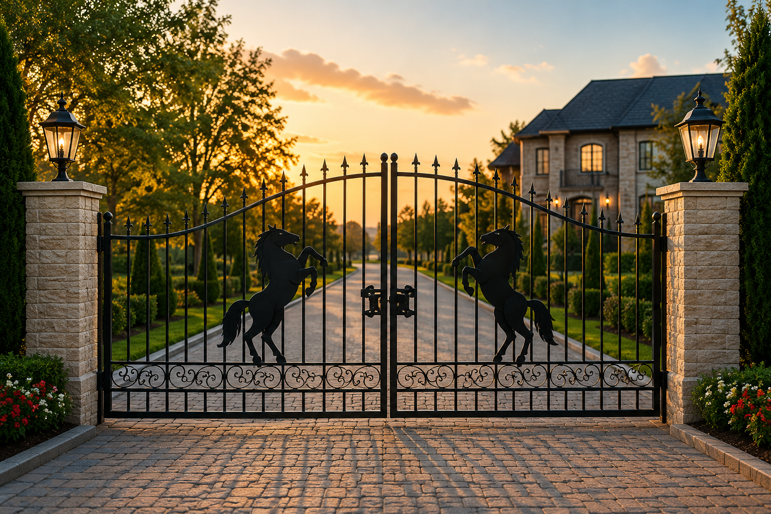 Driveway Steel Gate / Metal Garden Gate 12′ Wide